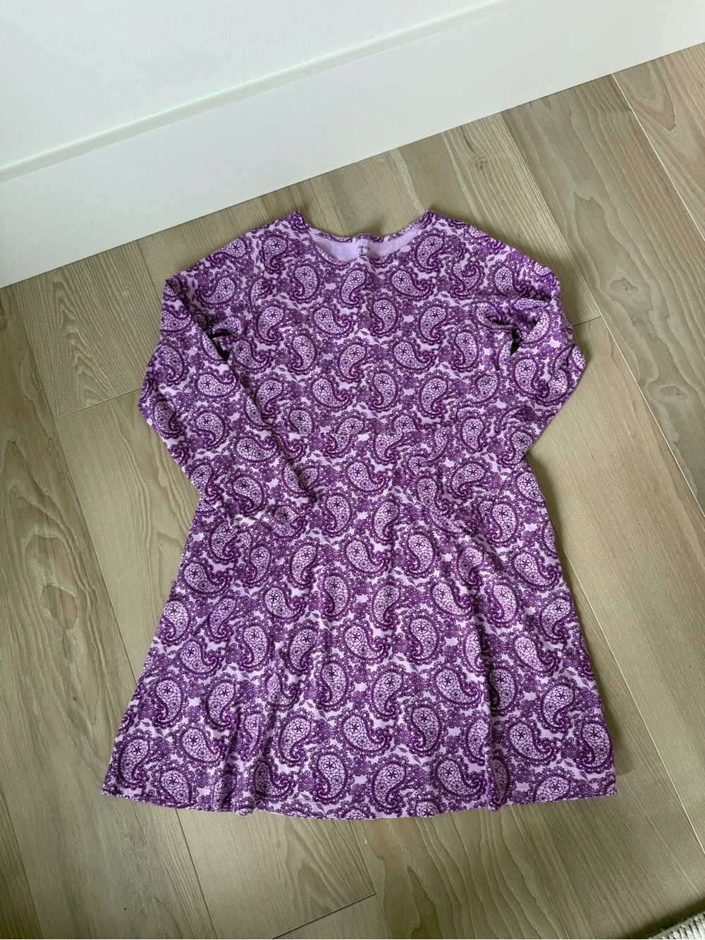 Lands' End Purple Paisley Long-Sleeve Dress for Kids